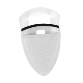 minkissy Mini Plastic Eyelash Curler Fish Scale Pattern Lash Styler for Women Girls Portable Lash Lift Curler with Refill Pad White