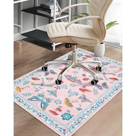 CAREMEE Office Chair Mat for Hardwood Floor,Mushroom 36"x48" Computer Chair Mat for Rolling Chairs Carpet,Under Desk Non Slip Gaming Rug,Low-Pile Rubber Backing Large Protector Mat (Dark Pink)