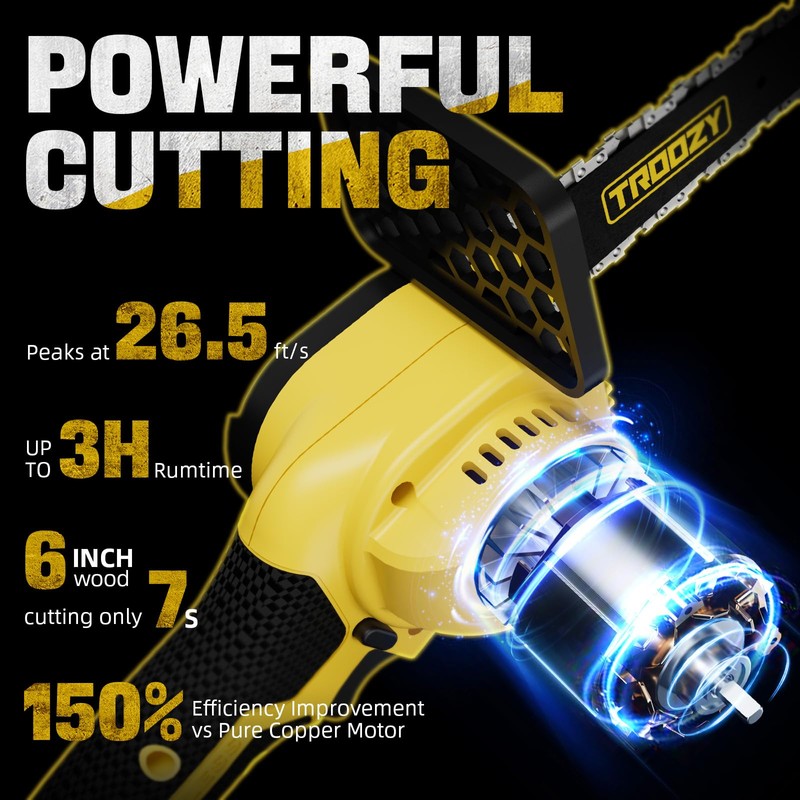 Mini Chainsaw Cordless 6 Inch, Portable Electric Chainsaw, Brushless Handheld
