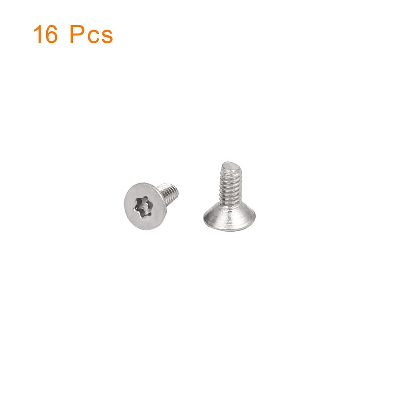 uxcell M2-0.4x4mm Flat Head Torx Security Screws, 16Pcs 304 Stainless