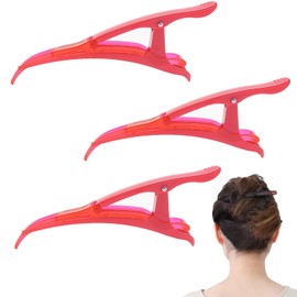 Set of 3 Large Secure Lock Hair Clips, Dakar, coral pink