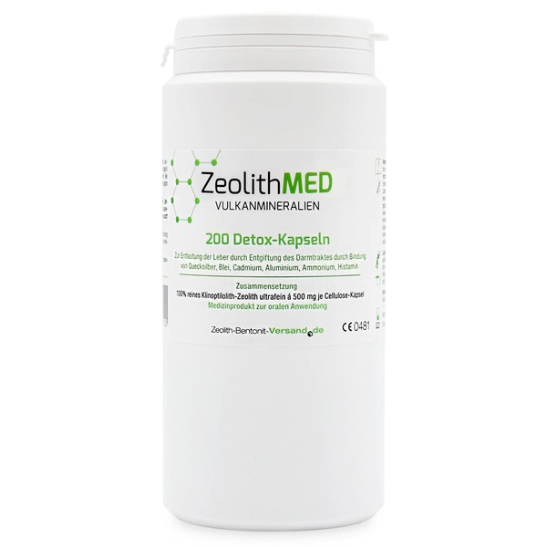 Zeolith MED 200 Detox-Kapseln, von Ärzten empfohlen, Apothekenqualität, laboranalysiert, zur Entgiftung und Entschlackung