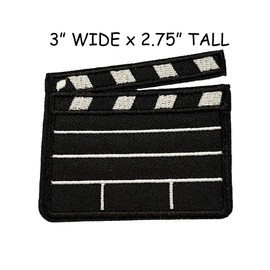 Movie Film Clapper Patch Iron-on Embroidered Applique for Clothing Vest, Sew-on Decorative Embroidery, Badge Emblem, Cut, Action, Retro Patches