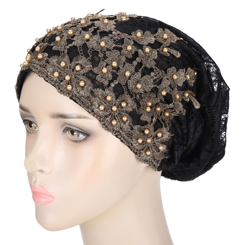 Slouchy Bonnet Casual Fashion Beaded Lace Breathable Loose Lazy Chemical