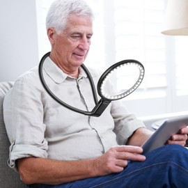 10X Rechargeable Magnifier with Light Hands Free, 5.2" Large Magnifying Glass with 36 LED Light Flexible Gooseneck for Close Work, Seniors (Black)