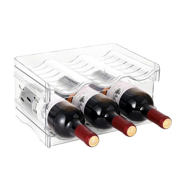 IEEK Plastic Stackable Bottle Storage Holder Rack,Free-Standing Water Bottle/Wine and