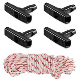Klfte 4 Pieces Starter Handle with 33 Feet Recoil Starter Rope, 3.0mm Diameter Pull Cord for Husqvarna Stihl Poulan Lawn Mower Chainsaw, String Trimmer Edger Brush Cutter Engine Parts