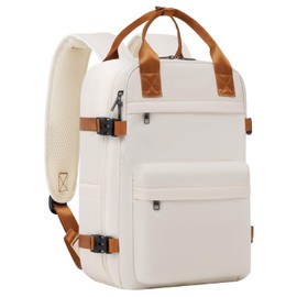 COOLIFE Hand Luggage Backpack for Ryanair 40 x 20 x 25 Travel Backpack Aeroplane 20L Small Hand Luggage Cabin Size Hand Luggage Bag with Laptop Compartment for Weekender Short Trip, white/brown, Hand