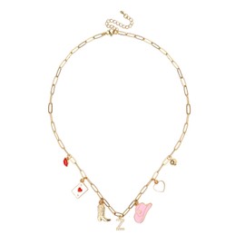 Mikovivi Initial Charm Necklace Gold for Women, Western Cowgirl Letter Pendant Necklace Cowboy Boots Hat Trendy Paperclip Chain Necklace Jewelry Gift (Z)