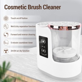 Limpiador Brochas Maquillaje Eléctrico, Limpieza Profunda 850 RPM, Máquina Secadora Desmontable, Temporizador 2H 5H para Profesionales Viajes Uso Diario