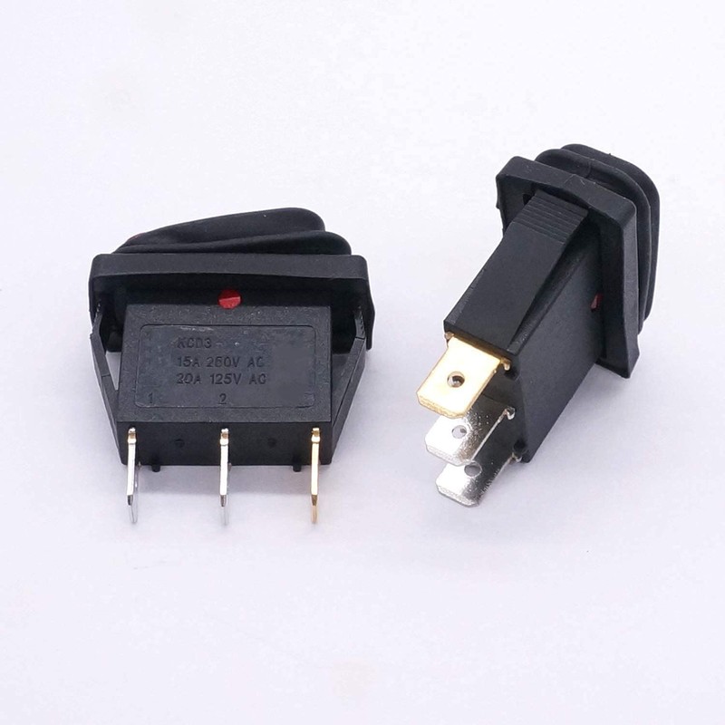 Taiss 2Pcs Waterproof Rocker Toggle Switch 12V Red Lighted Car