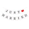 JZK "Just Married Bunting Banner Flags with Ribbon, Decoration for