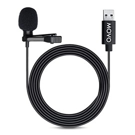 Movo M1 USB Lavalier Lapel Clip-on Omnidirectional Computer Microphone for Laptop, PC and Mac, Perfect Podcasting, Gaming, Streaming and Desktop Mic (20-Foot Cord)