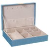 DRW Rectangular Velvet Jewellery Box Blue 28 x 20 x