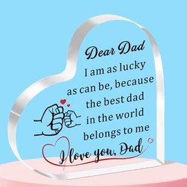 QMVMV Dad Gifts from Son Daughter Heart-Shaped Acrylic Plaque Gifts for Dad Thanksgiving Birthday Father's Day Gift Best Dad Gifts