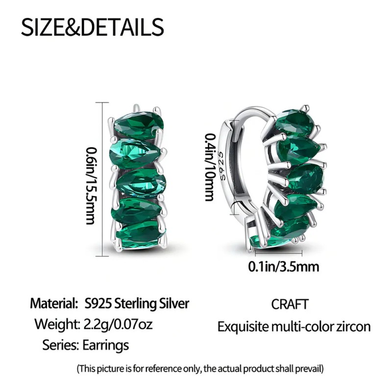 Pendientes De Aro Aretes S925 De Plata Con Circonitas Azule
