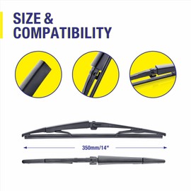 5 PLUS® 14" Rear Wiper Blade Replacement Generic filter for JEEP Grand Cherokee 2010-2005 Commander 2010-2006 /Chrysler Aspen 2009-2007 /Dodge Durango 2009-2004 BACK Windshield Wiper Blade