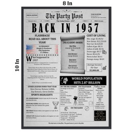 68th Birthday Poster 8 x 10 Party Sign - Born 68 Years Ago Table Party Supplies. Back In 1957 Home Decor Bday Card. Wedding Anniversary Banner with Fun Facts for Her or Him Turning 68 Years Old