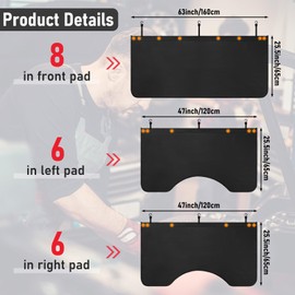 Datanly 4Pcs Automotive Magnetic Fender Cover Large Leather Mechanic Fender Cover with Storage Bag Protector Mat Pad with Hooks for Repair Automotive Work SUV/Sedan/Trucks Etc, Size L(Black)