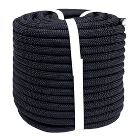 YUZENET Braided Polyester Arborist Rigging Rope (3/8 inch X 100 feet) High Strength Outdoor Rope for Rock Climbing Hiking Camping Swing, Black