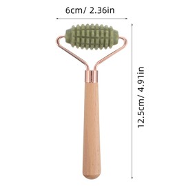 FRCOLOR Face Roller Handheld Tool: Single Head Jade Massager Facial Roller Precision Massage Tool With Wooden Handle For Relax Muscle Face Eyes Neck