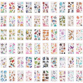 60 Hojas Tatuajes Falsos Temporales, Impermeables Tatuajes Temporales Niños Pegatinas, Dibujos Animados, Tatuajes Temporales Interesante, Regalo de Infantiles para Cumpleaños, Fiesta, Navidad, Halloween