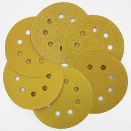 HIHANG Sanding Discs 5-Inch 8-Hole 60 80 120 180 240 320 Grit Sandpaper Kit Hook and Loop Sanding Pads for Random Orbital Sander 60PCS Yellow