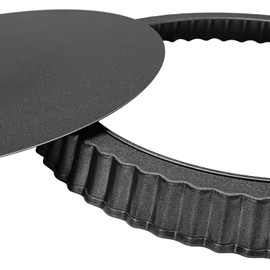 Quiche Pan,Tart Pan,30cm Flan Tins with Loose Base,Tart Tin,Flan Tin Removable Loose Bottom,Mini Tart Tins for Baking,Pie Dish,Non Stick Tart Mould,Fluted Round Deep Quiche Dish