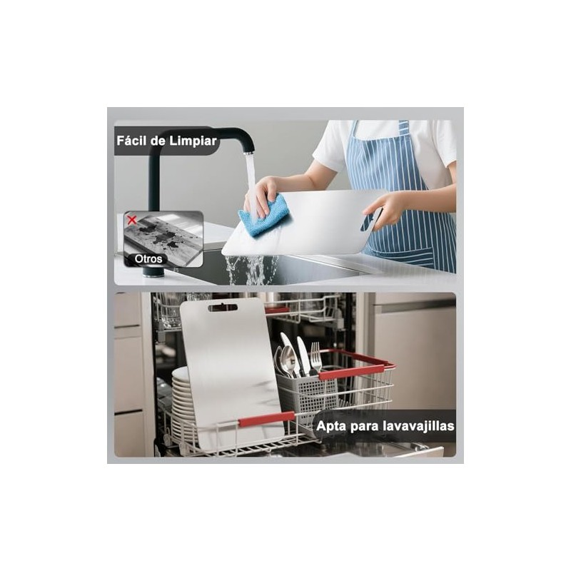 Tabla Para Picar Acero Inoxidable, Tabla de Cortar de Cocina,