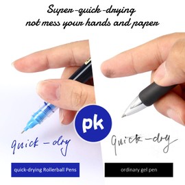 12 Pieces Rolling Ball Pens, Quick-Drying Ink 0.5 mm Extra Fine Point Pens Liquid Ink Pen Rollerball Pens (Black and Blue)
