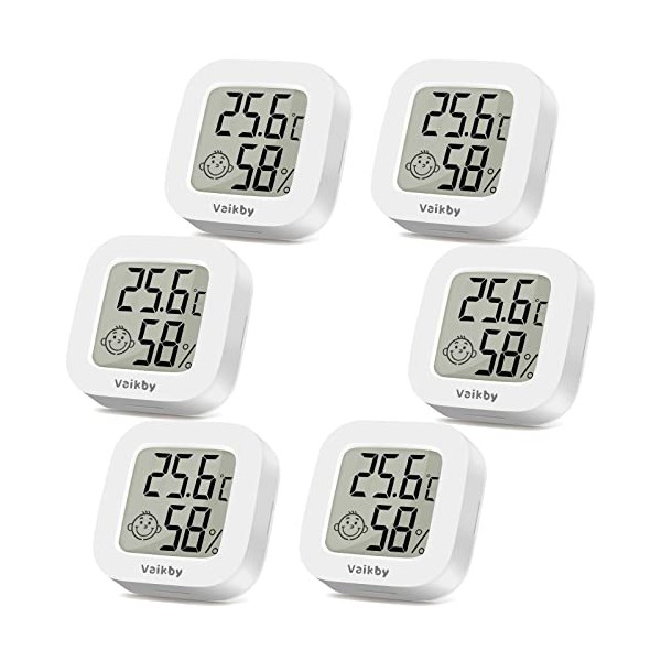 6Pack Room Thermometer Vaikby, Indoor Thermometer Hygrometer, Mini Digital Temperature