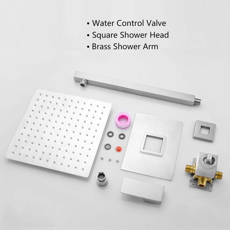 Lordear 16 Inch Shower Head Rainfall Solid Square Ultra Thin