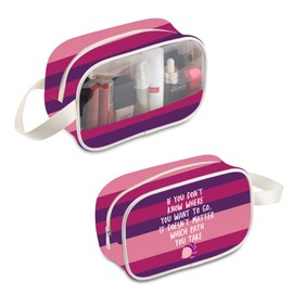 BDPWSS Alice Cat Makeup Bag Pink Purple Striped Tail Zipper Pouch Smiling Cat Gift Alice Lover Gift Cartoon Cat Fans Gifts (Path You Take MBCA)