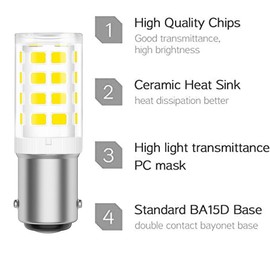 BA15D LED Double Contact Bayonet Base 120Volt 4W Sewing Machine Bulb,50W Halogen Replacement,Daylight White 6000K,Pack of 5 (Daylight White 5PACK)