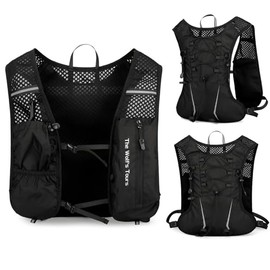 Running Vest for Men and Women, Hydration Backpack, Ultralight 200 g and Breathable, Running Backpack 5L, Adjustable Chest Straps, Reflective Running Vest for Hiking, Jogging, Cycling, Marathon