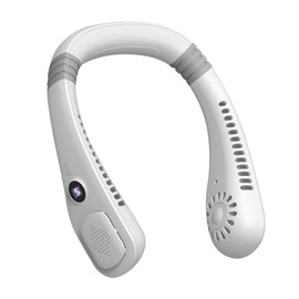 Portable Neck Fan Hands Free Bladeless Fan USB Rechargeable Quiet Foldable Wearable Personal Fan with 5 Speed Digital Display White