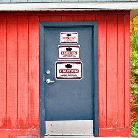 Classic Framed Plus Caution Sharp Objects Handle with Care Door or Wall Sign | Workplace Health and Safety Warning Signage - Medium