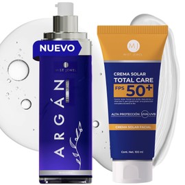 MIST JEWEL Kit facial con aceite de Argn prensado en frio  Crema protector solar FPS 50  Paquete skincare para proteger e hidratar la piel (Prot....  