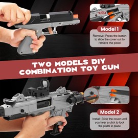 Spcozgil Soft Bullet Two Modes Toy Gun Shell Ejecting with 80 Soft Bullets 40 Shells, Realistic Gray Toy Guns for Boys, Shooting Play Gun for Kids Adults, Boy Gifts for Age 8+