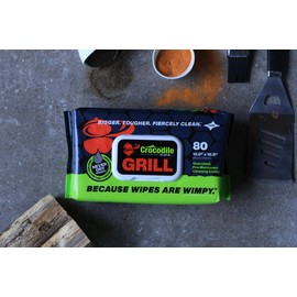 Crocodile Cloth Crocodile Cloth Grill - 8 pack. 640 (15" x 10") Biodegradable Cleaning Wipes. Safe on Skin & Multiple Surfaces. Infused with Aloe & Vitamin E. Large, Pre-Moistened & Absorbent.