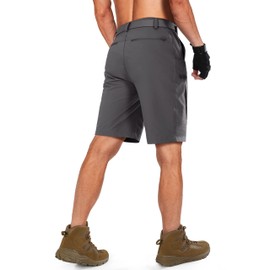 Shallowlulu - Pantalones cortos de senderismo para hombre, resistentes al agua, de secado rápido, ligeros, transpirables, tácticos con cinturón de nailon, Gris oscuro, 36W x 12L
