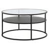 Ada 32" Wide Round Coffee Table in Blackened Bronze