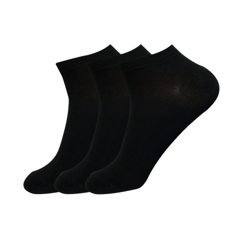 Jasmine Silk 3 pairs Men's Bamboo Trainers socks (Black)