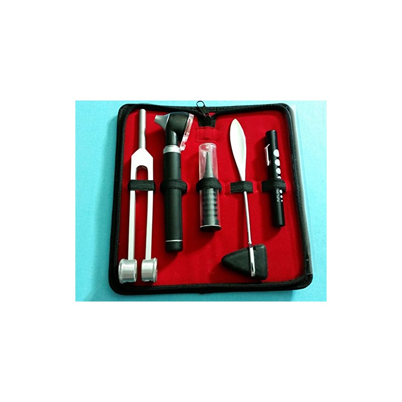 Premium Quality Black LED Fiber Optic Otoscope Reflex Hammer Tuning