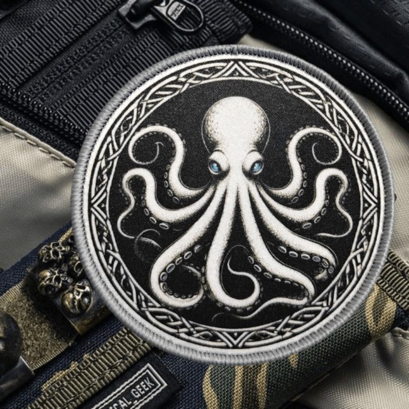 Patches for Backpacks, Funny Octopus Round Patches Embroidered Tactical Patches,