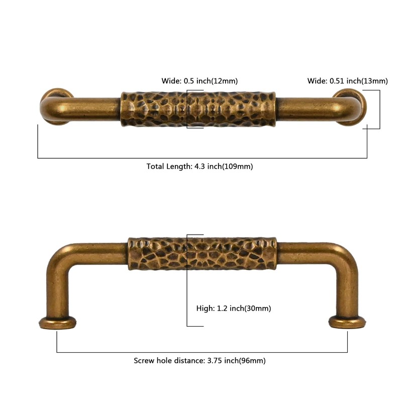 Asidrama 10 Pack 3.75 Inch(96mm) Antique Brass Cabinet pulls Kitchen