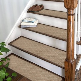 Non-Slip Stair Treads for Wooden Steps – 15 Pack 8" x 30" Indoor Carpet Treads with Reusable Peel and Stick Adhesive – Safe for Kids, Elders & Pets – Polyester with TPR Backing