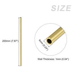 METALLIXITY Brass Tube (Outer Diameter 0.2 inch (6 mm) x Wall Thickness 0.04 inch (1 mm) x Length 7.9 inch (200 mm) x 1 Piece Straight Tube - For Furniture, Machinery, DIY Crafts