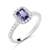 925 Sterling Silver Tanzanite CZ Cluster Emerald cut Ring size