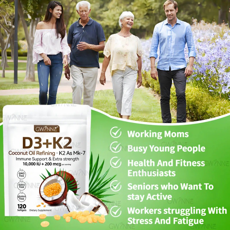 Gwynne Vitamina D3 10.000ui K2 Mk-7 200mcg,120cpsulas 2 En 1